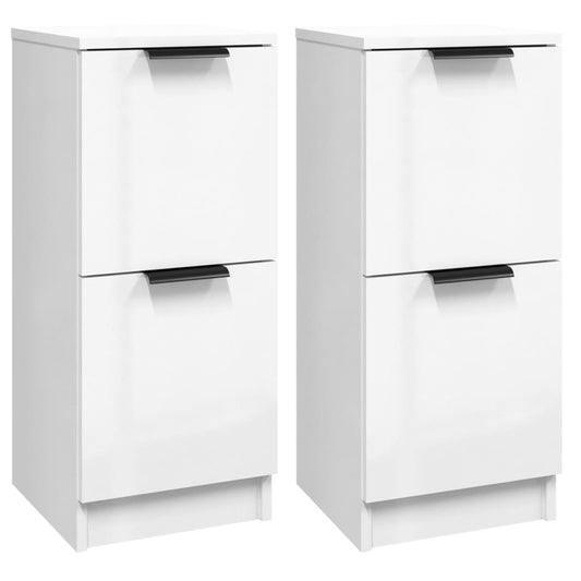 Aparadores 2 Uds Madera Contrachapada Blanco Brillo 30x30x70 Cm / Vetonek_0