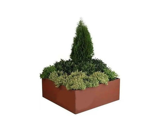 Jardinero Cubo Bajo Acero Corten / Unidad / 100x100x70 Cm_0