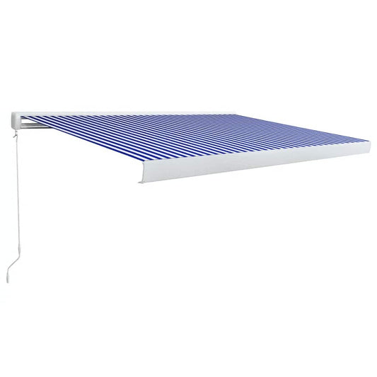 Toldo De Carrete Manual Azul Y Blanco 400x300 Cm_0