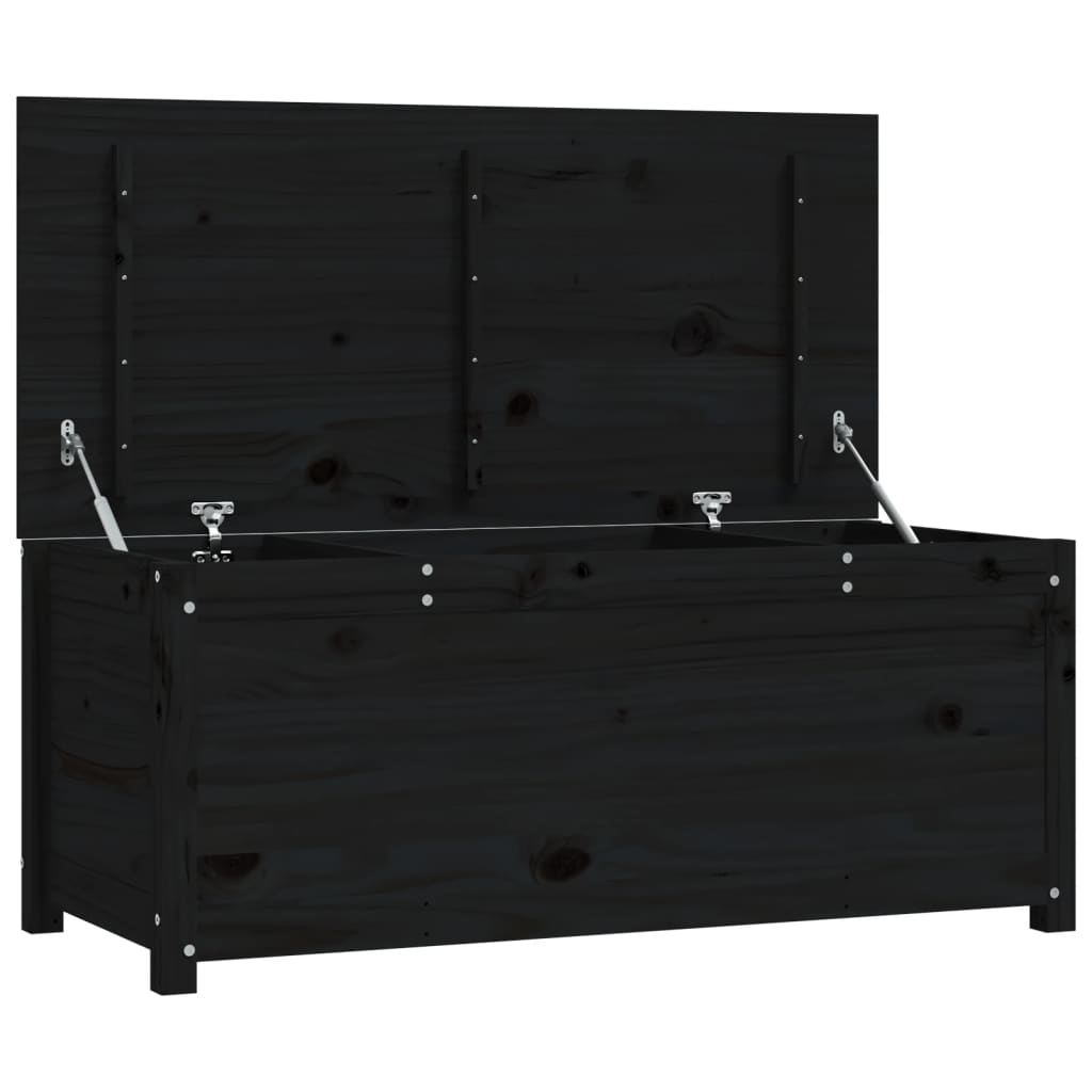 Caja De Almacenaje Madera Maciza De Pino Negro 110x50x45,5 Cm_1