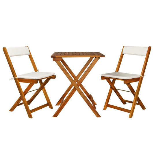 Vidaxl Mesa Y Sillas Bistró Plegables 3 Pzas Y Cojines Madera Maciza_0
