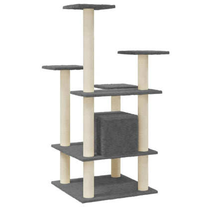 Vidaxl Rascador Para Gatos Con Postes De Sisal Gris Oscuro 110 Cm_5