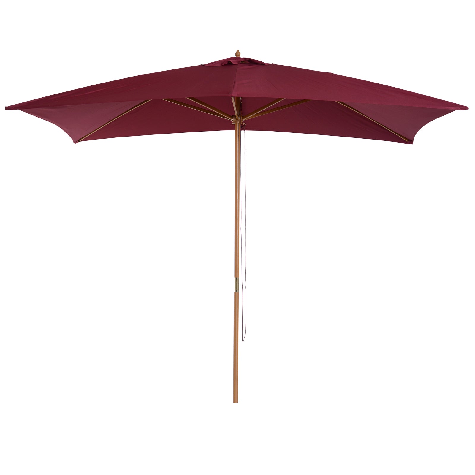 Outsunny Sombrilla Jardín 295x200cm Con Mástil De Madera Y Polea Rojo Vino_0