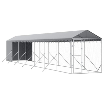 Perrera De Exterior Con Toldo Acero Galvanizado Plata 2x14x2,5m_0