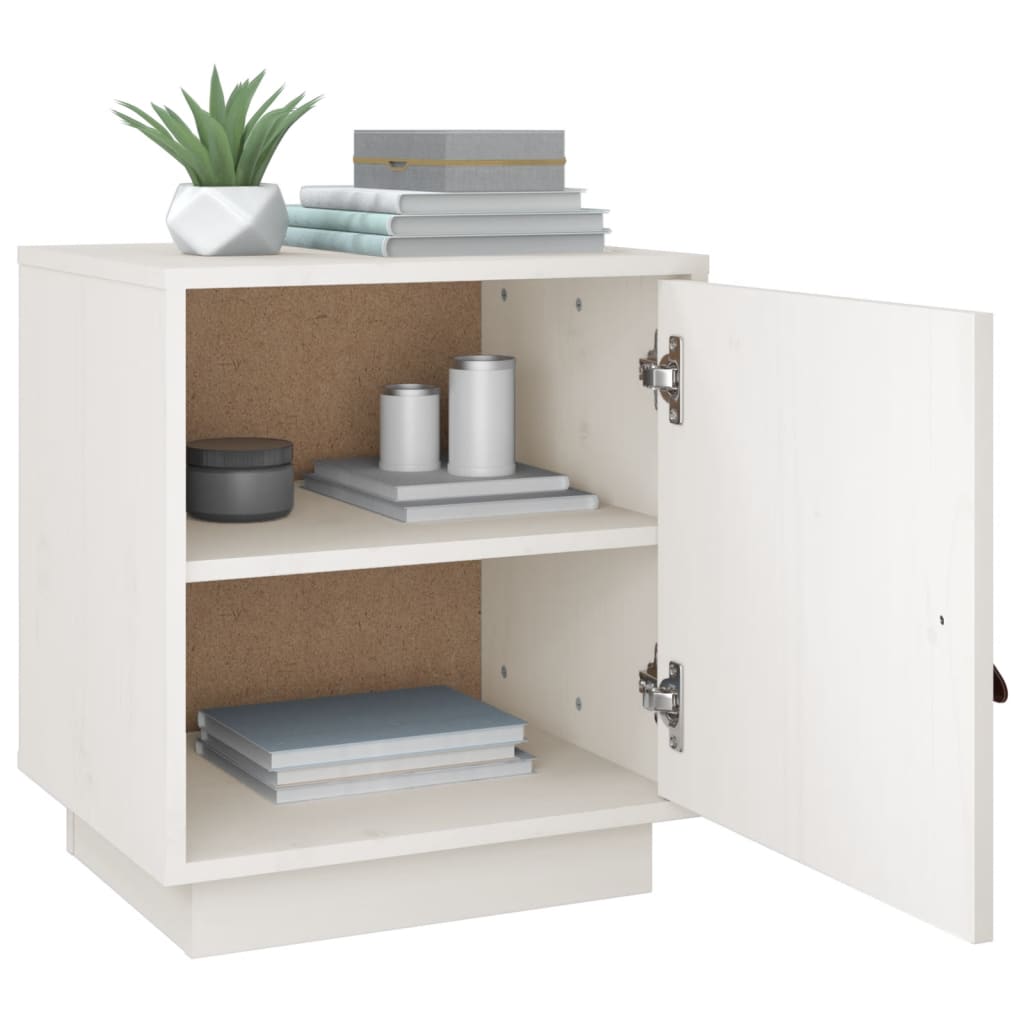 Mesitas De Noche 2 Uds Madera Maciza Pino Blanco 40x34x45 Cm_3