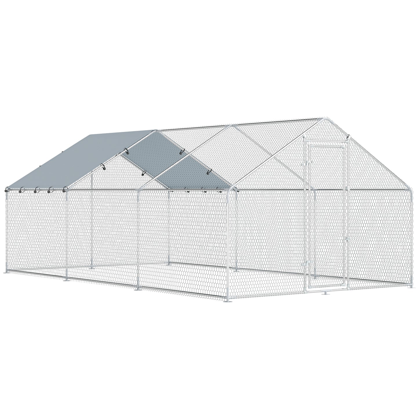 Pawhut Gallinero Para Exterior Grande 5,1x3x1,9 M 15,3 M² Con Cubierta Cerradura_0