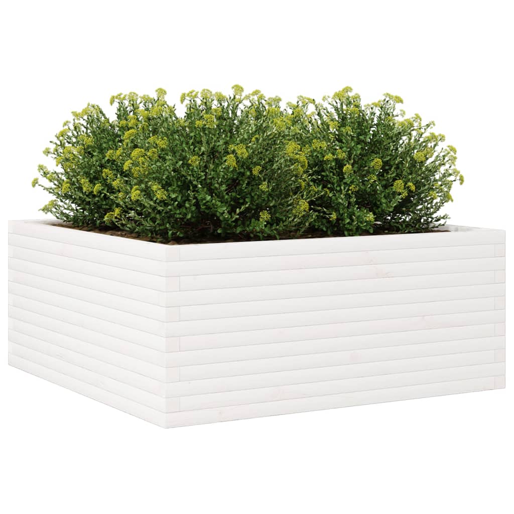 Jardinera Madera Maciza De Pino Blanco 110x110x46 Cm_3