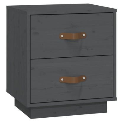 Mesitas De Noche 2 Uds Madera Maciza Pino Gris 40x34x45 Cm_4