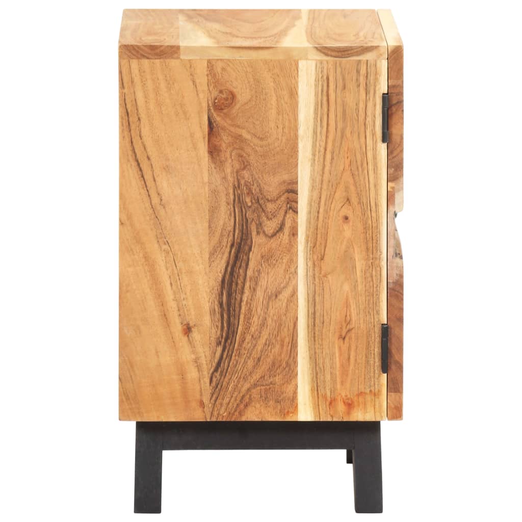Mesita De Noche De Madera Maciza De Acacia 40x30x51 Cm_2