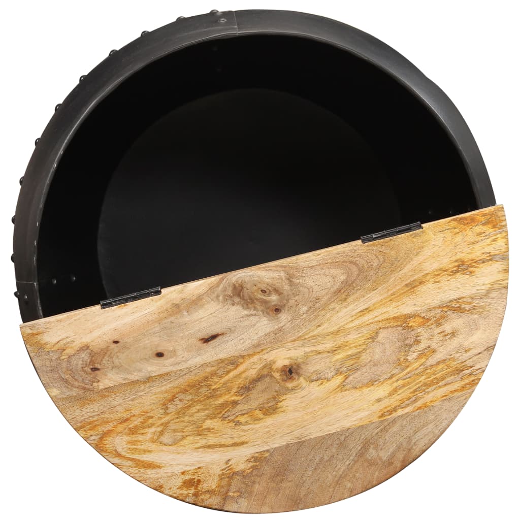 Mesa De Centro Redonda De Madera Maciza De Mango 53x43 Cm_3
