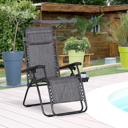 Outsunny Tumbona De Gravedad Cero Con Toldo Plegable Bandeja Portavasos_1
