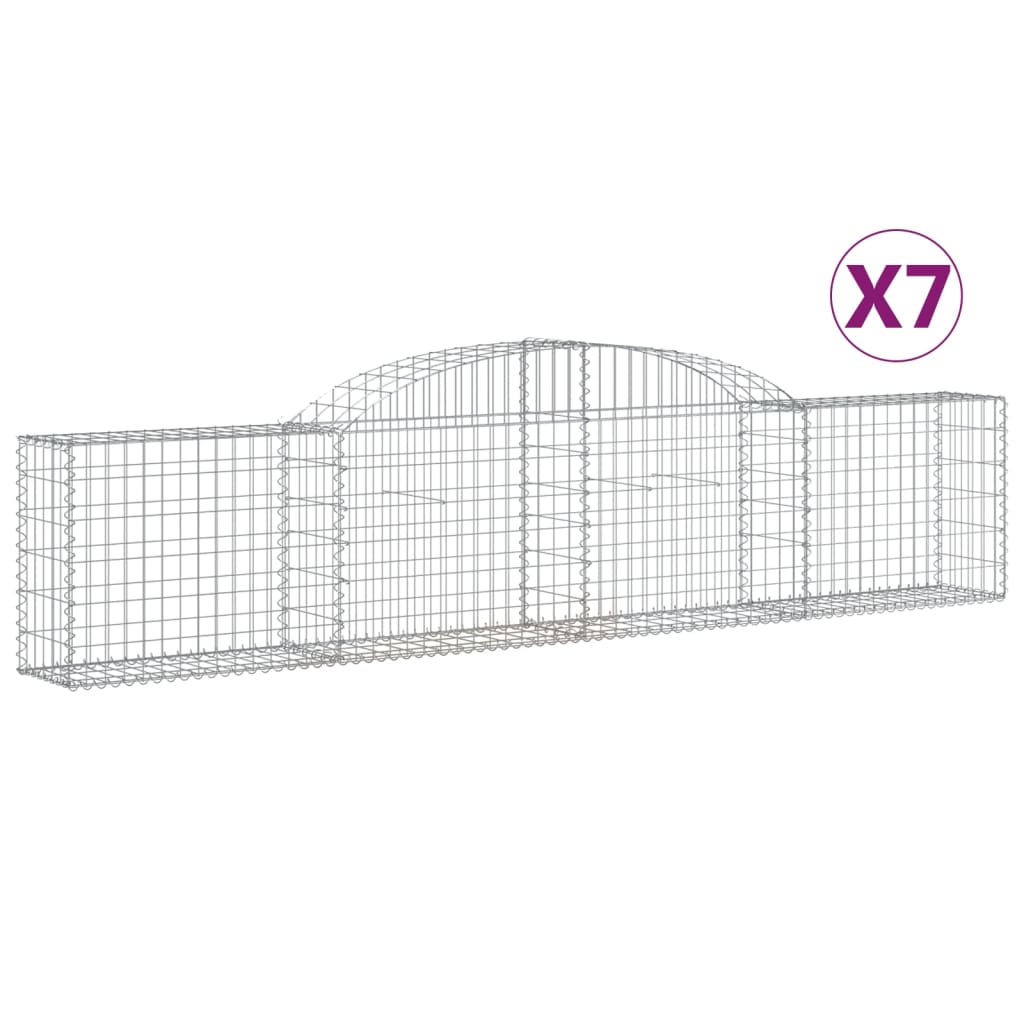 Cestas De Gaviones 7 Uds Forma De Arco Hierro 300x30x60/80 Cm_0