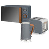 Set Desayuno Nordic, Hervidor Agua 1,7l, Tostadora  2 Rebanadas, Microondas 20l Digital, Diseño Swan Strp1060 Gris