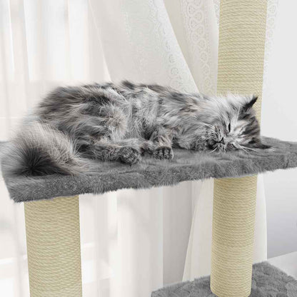 Rascador Para Gatos Con Postes De Sisal Gris Claro 155 Cm_3
