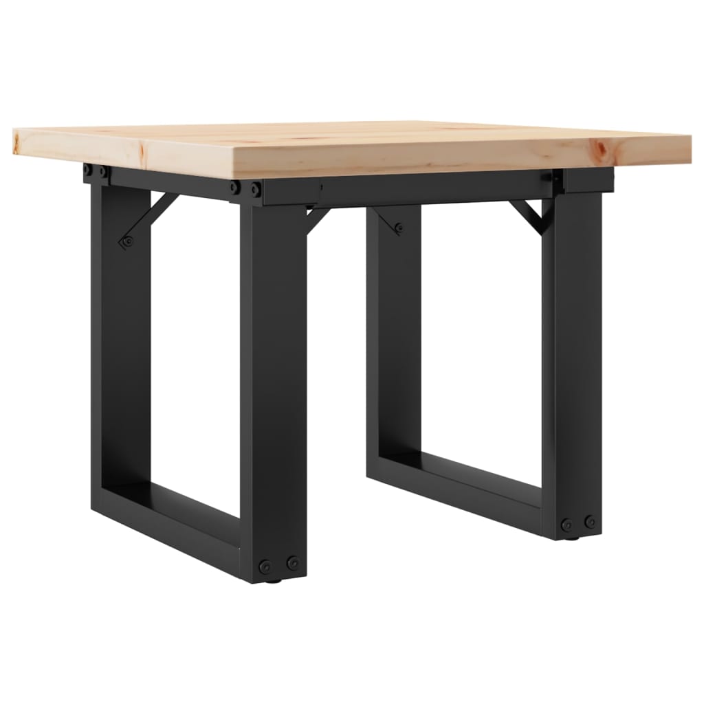 Mesa De Centro Marco O Madera Maciza Pino Y Acero 50x50x35,5 Cm_4