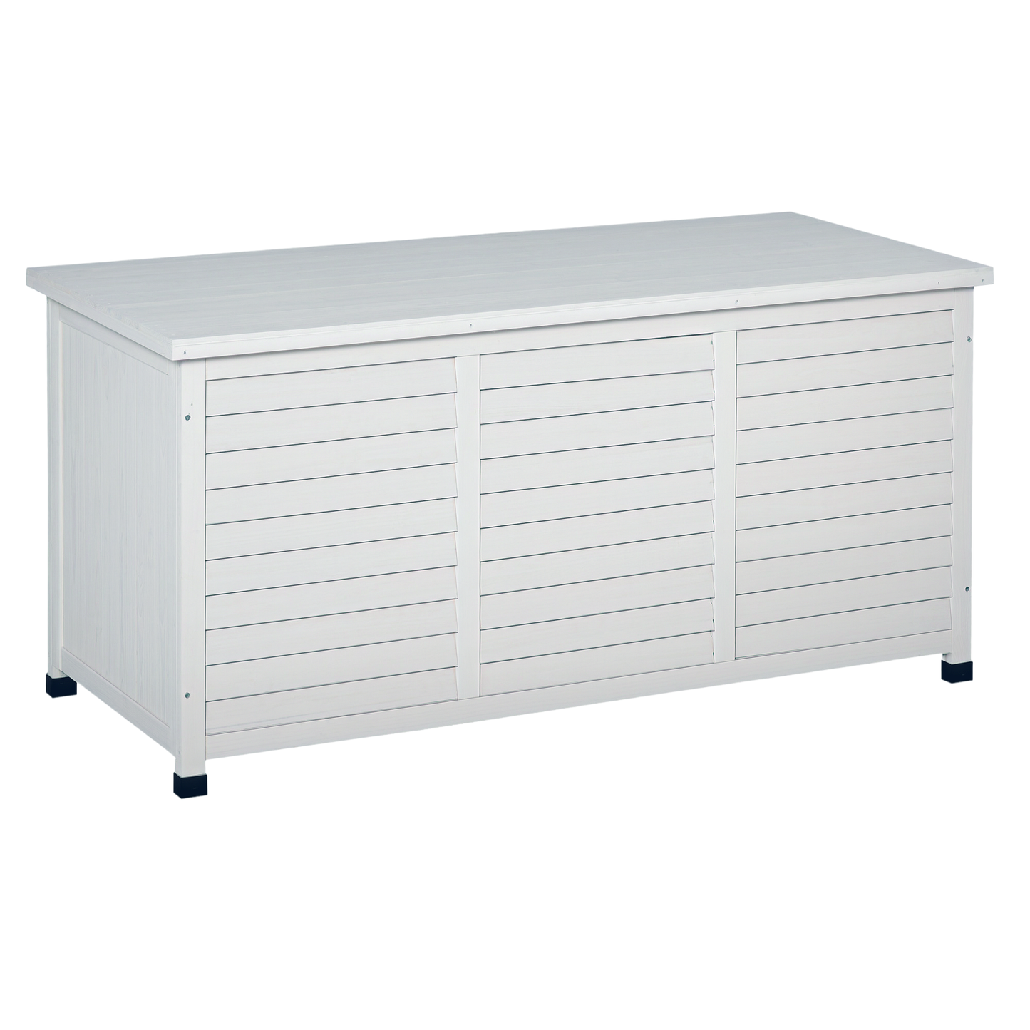 Outsunny Baúl De Madera Exterior Con Tapa Abrible Y Diseño Persiana 127x56x60 Cm_0