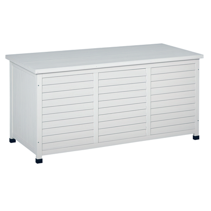 Outsunny Baúl De Madera Exterior Con Tapa Abrible Y Diseño Persiana 127x56x60 Cm_0