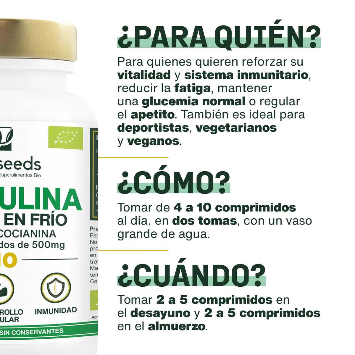 Espirulina Bio, 17% Ficocianina | 400 Comprimidos_1