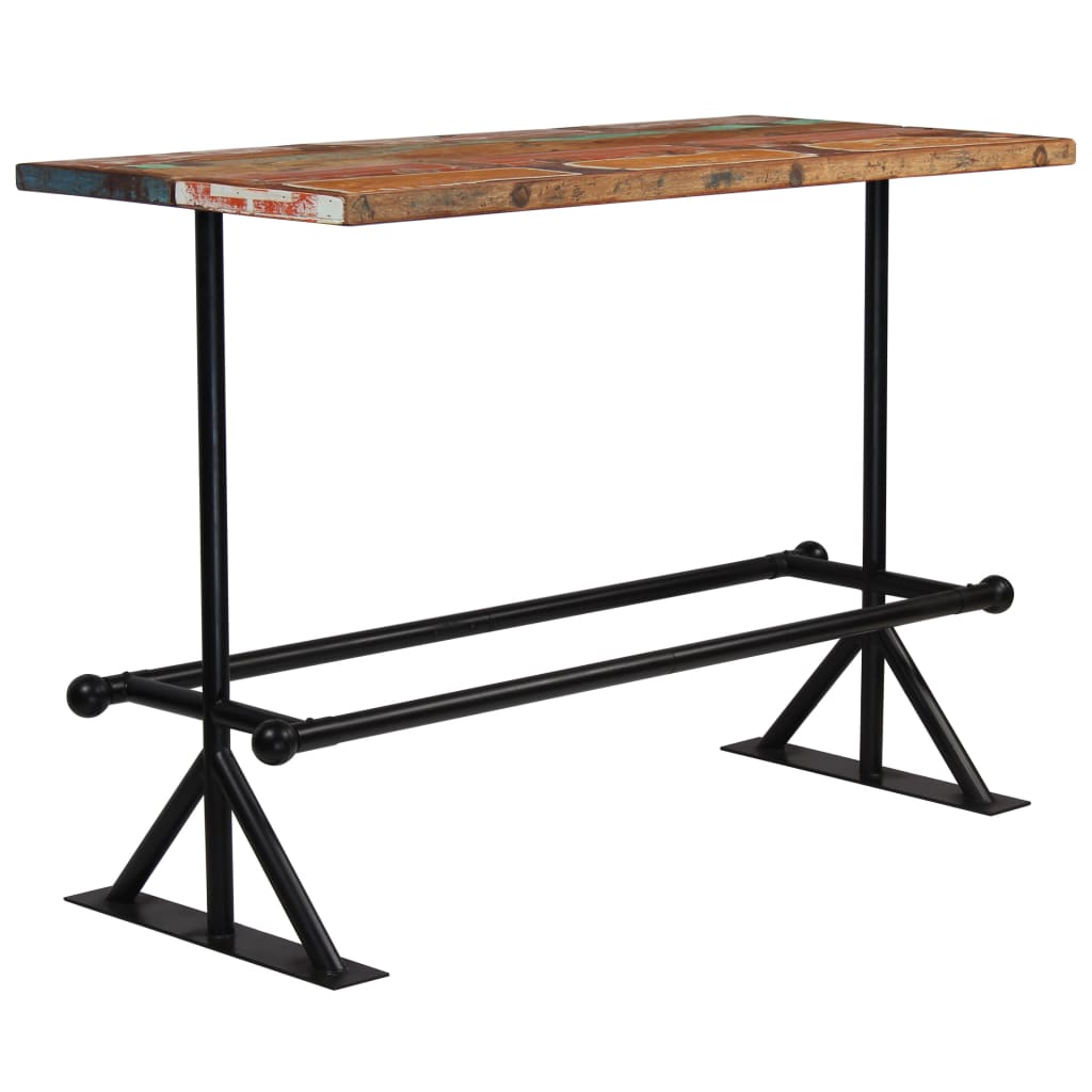 Mesa De Bar De Madera Maciza Reciclada Multicolor 150x70x107 Cm_4