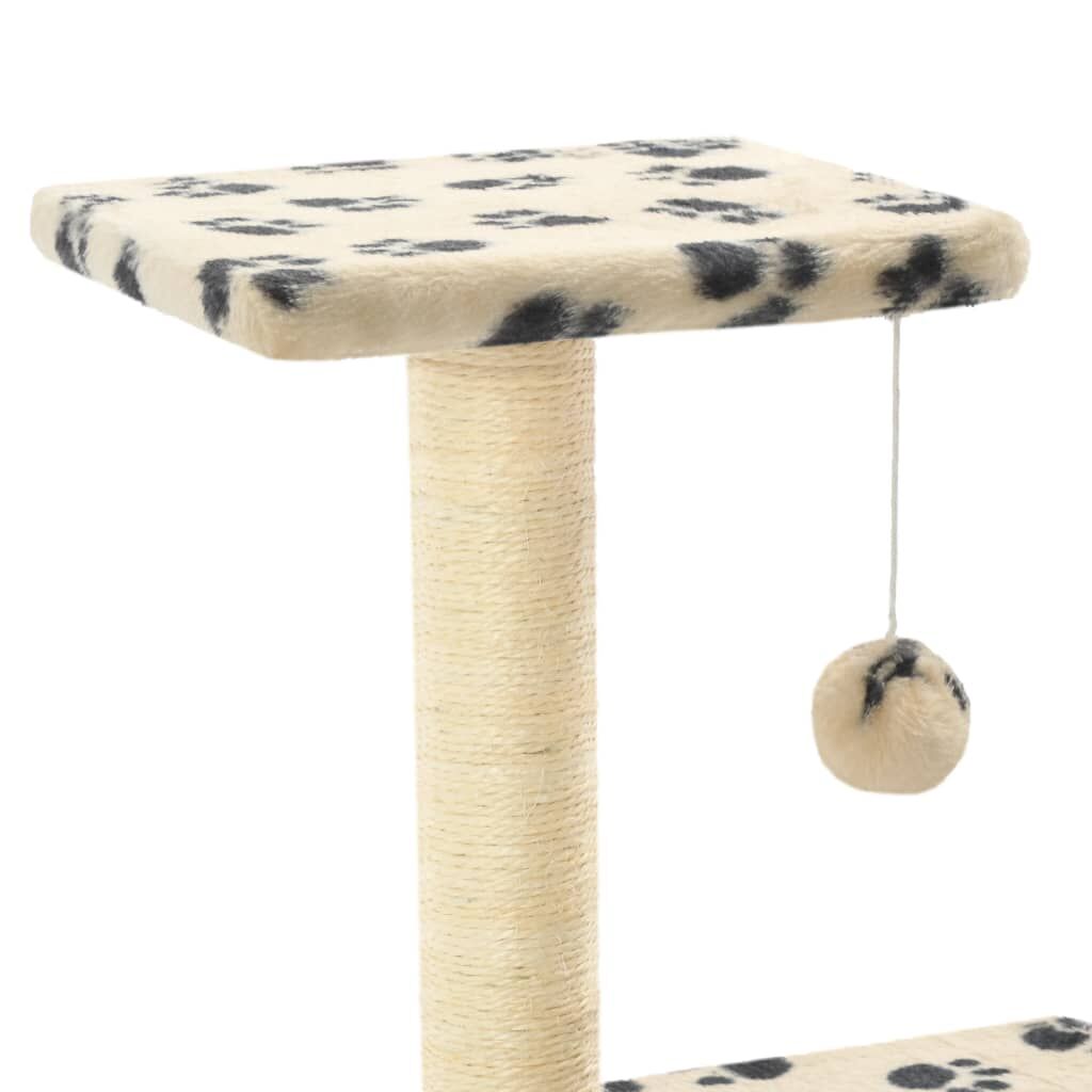 Vidaxl Rascador Para Gatos Con Poste De Sisal 65 Cm Huellas Beige_3