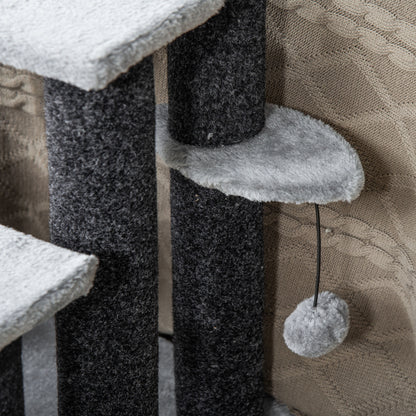 Pawhut Escalera Para Gatos De 4 Niveles Con Bola Colgante 60x40x64 Cm Gris_4