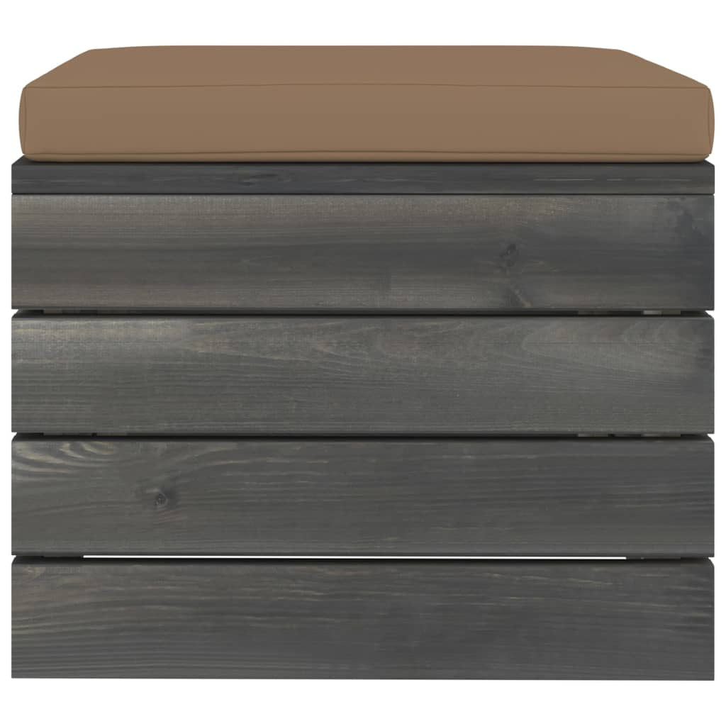 Vidaxl Otomanas De Palets De Jardín 2 Pzas Cojines Madera Maciza Pino_4