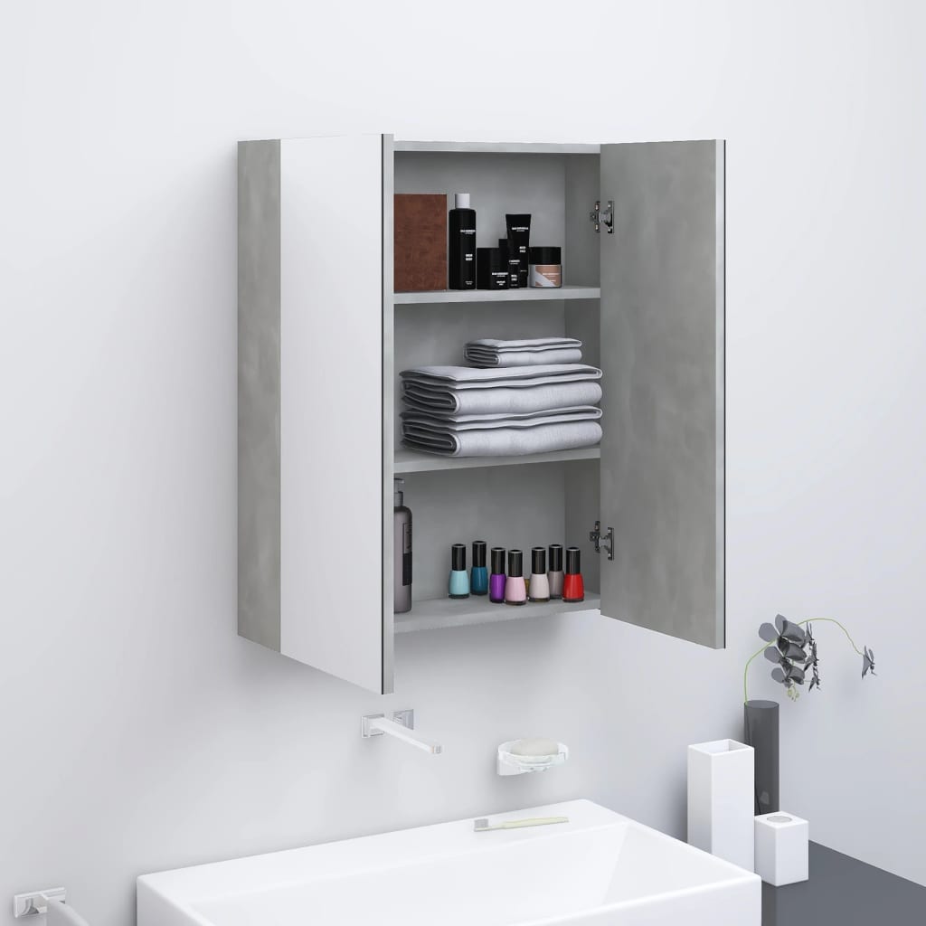 Armario De Espejo De Baño Mdf Gris Hormigón 60x15x75 Cm_0