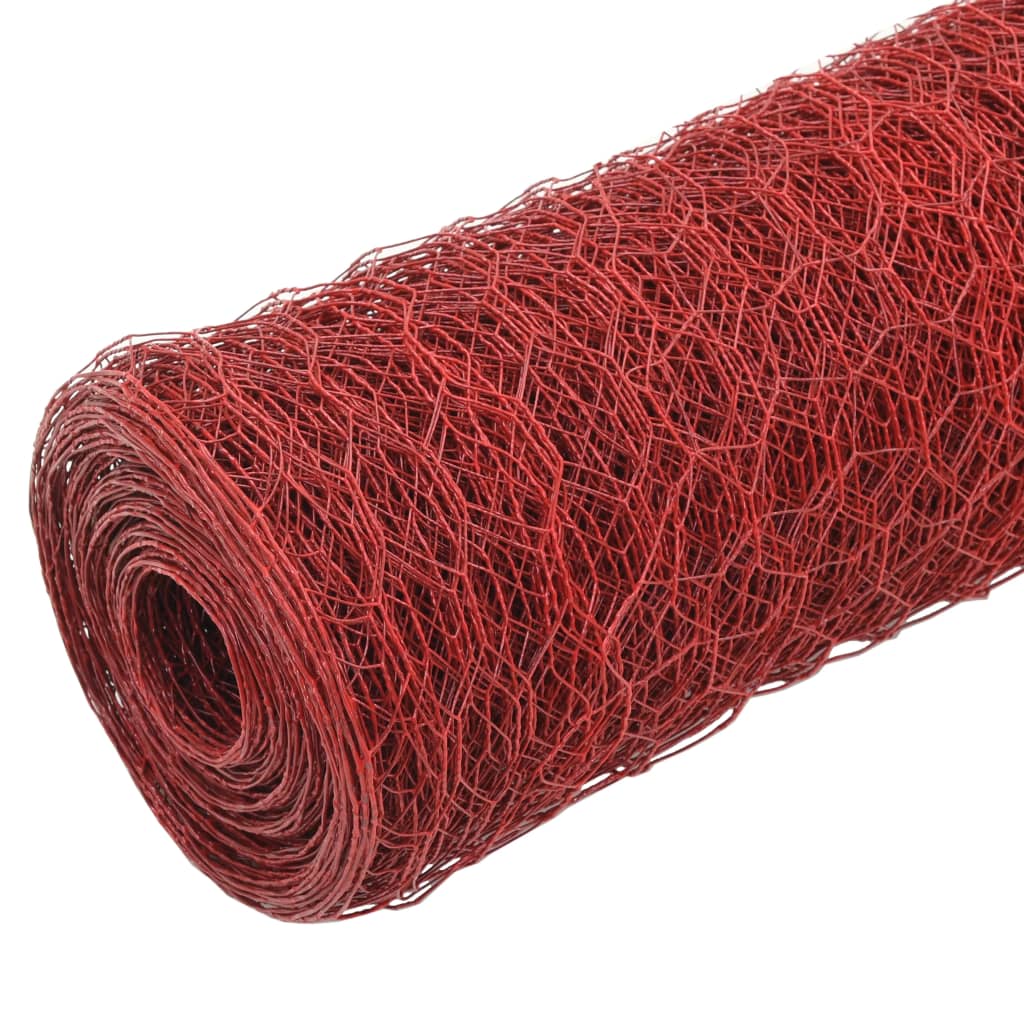 Alambrada De Gallinero Acero Revestimiento Pvc Rojo 25x1,5 M / Vetonek_2