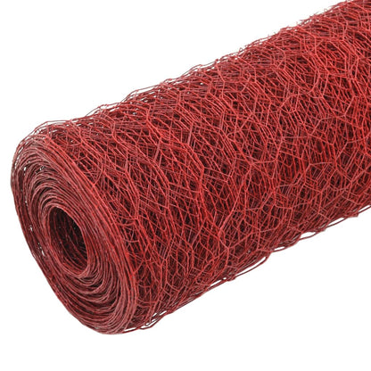 Alambrada De Gallinero Acero Revestimiento Pvc Rojo 25x1,5 M / Vetonek_1