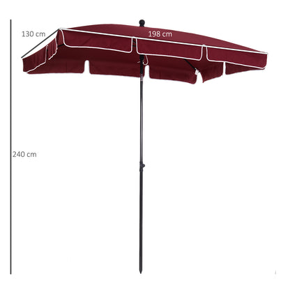 Outsunny Sombrilla De Jardín De Aluminio 2x1,3x2,5 M Rojo Vino_2