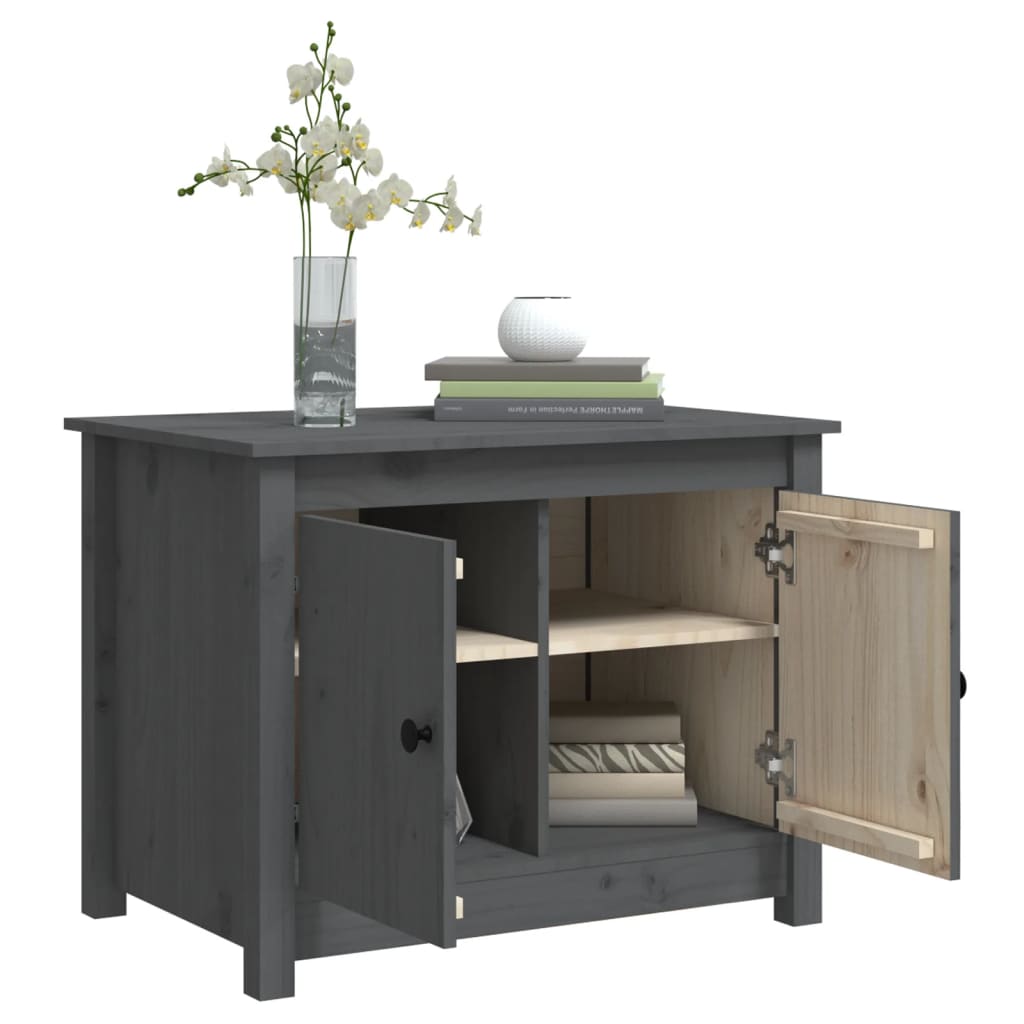 Mesa De Centro De Madera Maciza De Pino Gris 71x49x55 Cm_3