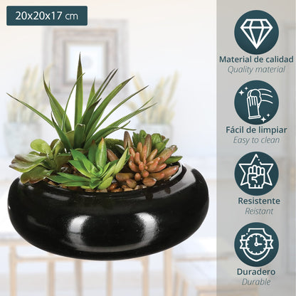 Composición De Centro: Surtido De Plantas Con Florero De Cerámica D20xh6_1