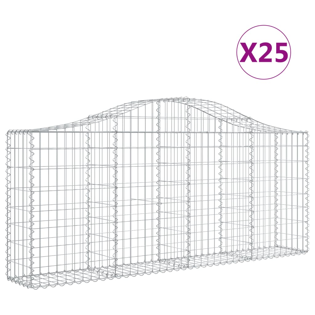 Cestas De Gaviones 25 Uds Forma De Arco Hierro 200x30x80/100 Cm_0