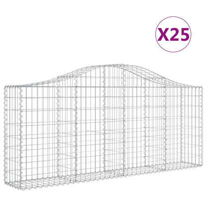 Cestas De Gaviones 25 Uds Forma De Arco Hierro 200x30x80/100 Cm_0