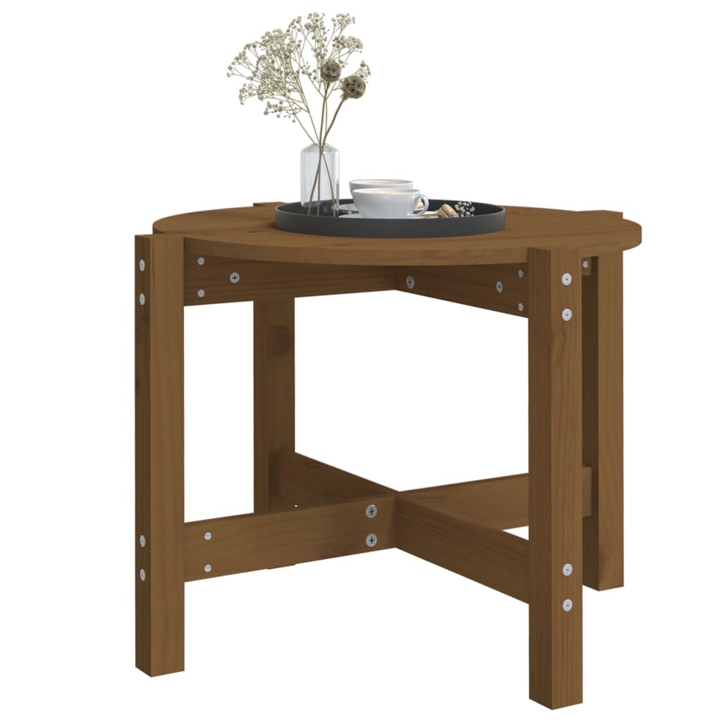 Mesa De Centro De Madera Maciza De Pino Marrón Miel 62,5x45 Cm_2