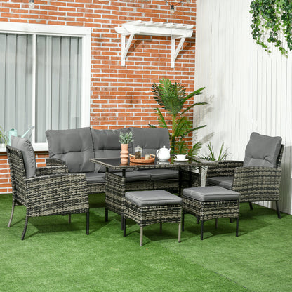 Outsunny Conjunto De Muebles De Jardín De Ratán Juego De 6 Piezas Gris_1