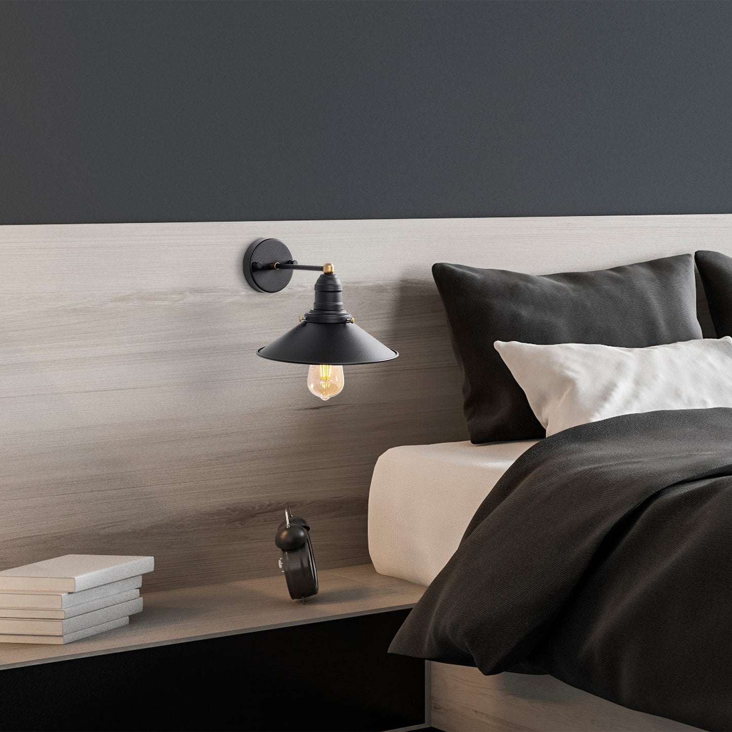 Aplique De Pared, Metal , Negro, 24x27x20, Casquillo E27 Max 40 W_5