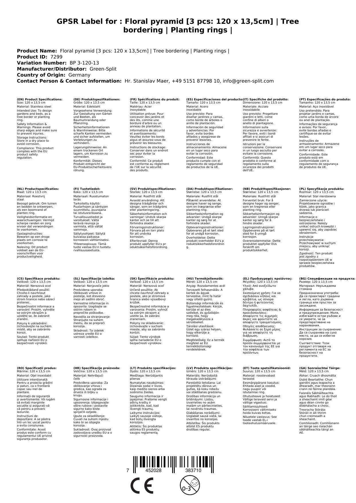 Pirámide De Flores [3 Piezas: 120 X 13,5cm]_5