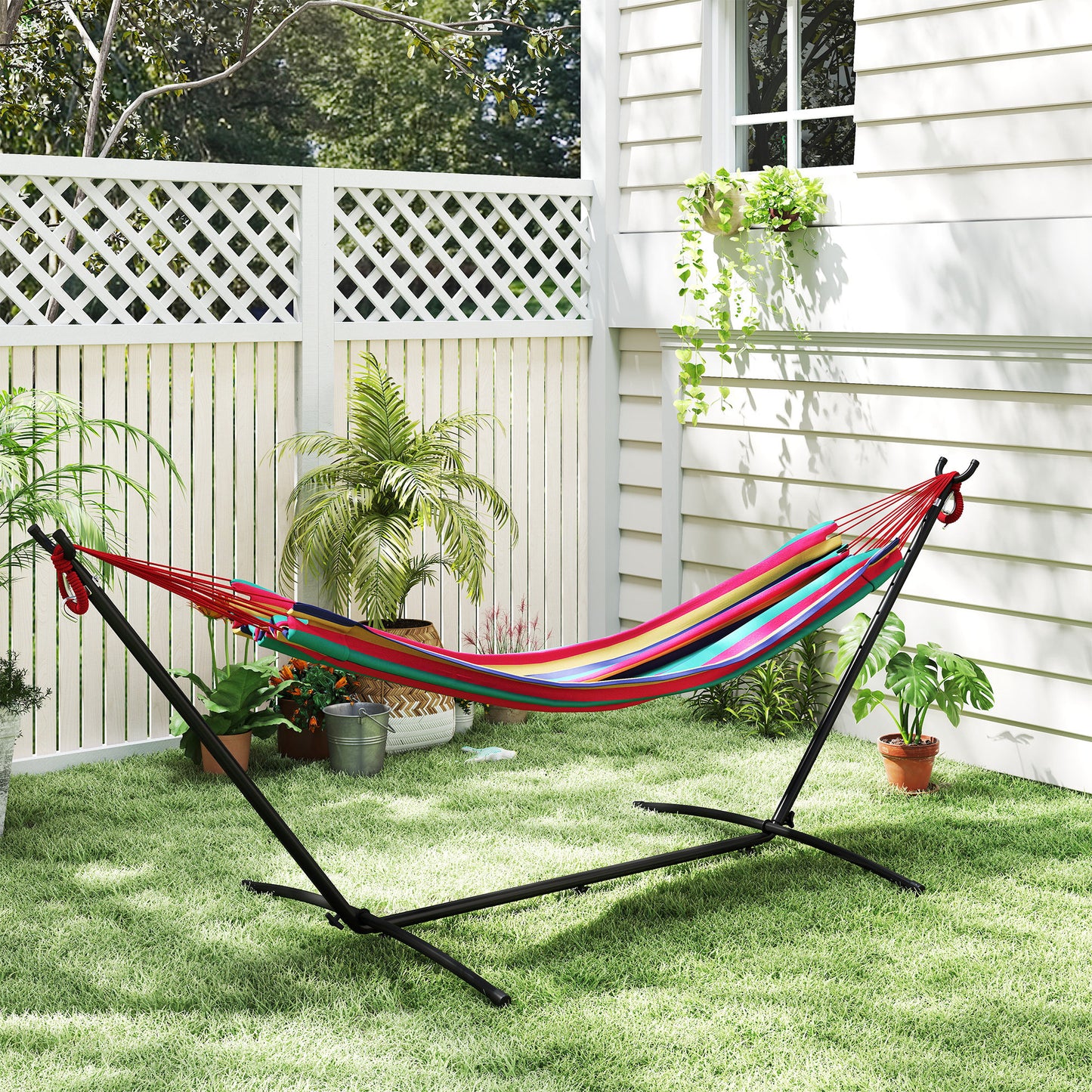 Outsunny Hamaca Con Soporte 310x117 Cm Hamaca De Camping Con Bolsa De Transporte_4