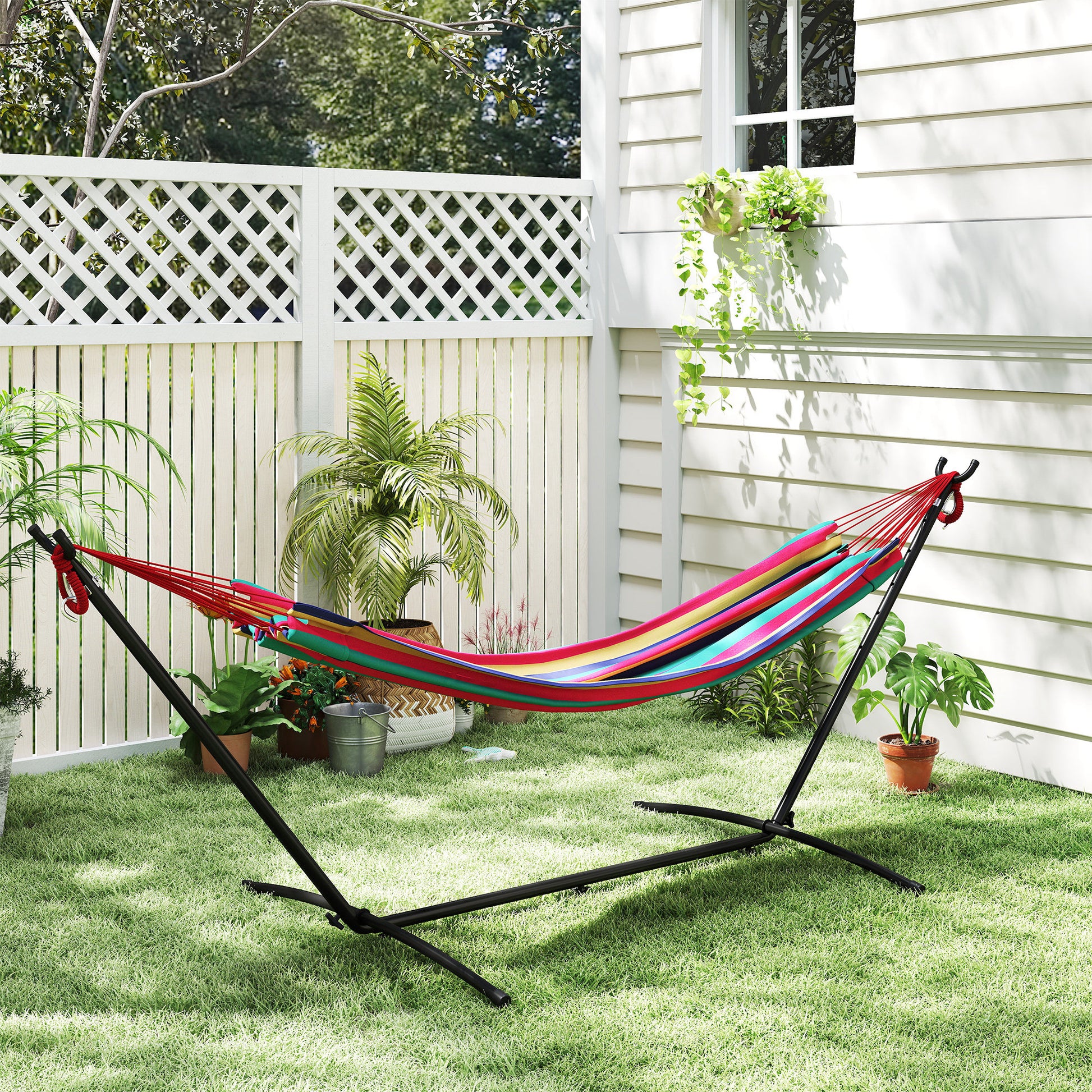 Outsunny Hamaca Con Soporte 310x117 Cm Hamaca De Camping Con Bolsa De Transporte_4