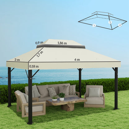 Outsunny Techo De Repuesto Para Cenador 4x3 M Con Techo Doble Crema_2