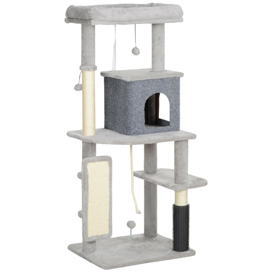 Pawhut Árbol Rascador Para Gatos Grande Altura 132 Cm Gris Claro_0