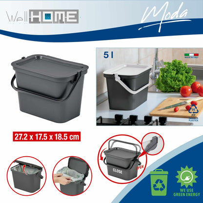 Set De 3 Papeleras moda 5l Grafito Con Asa_1