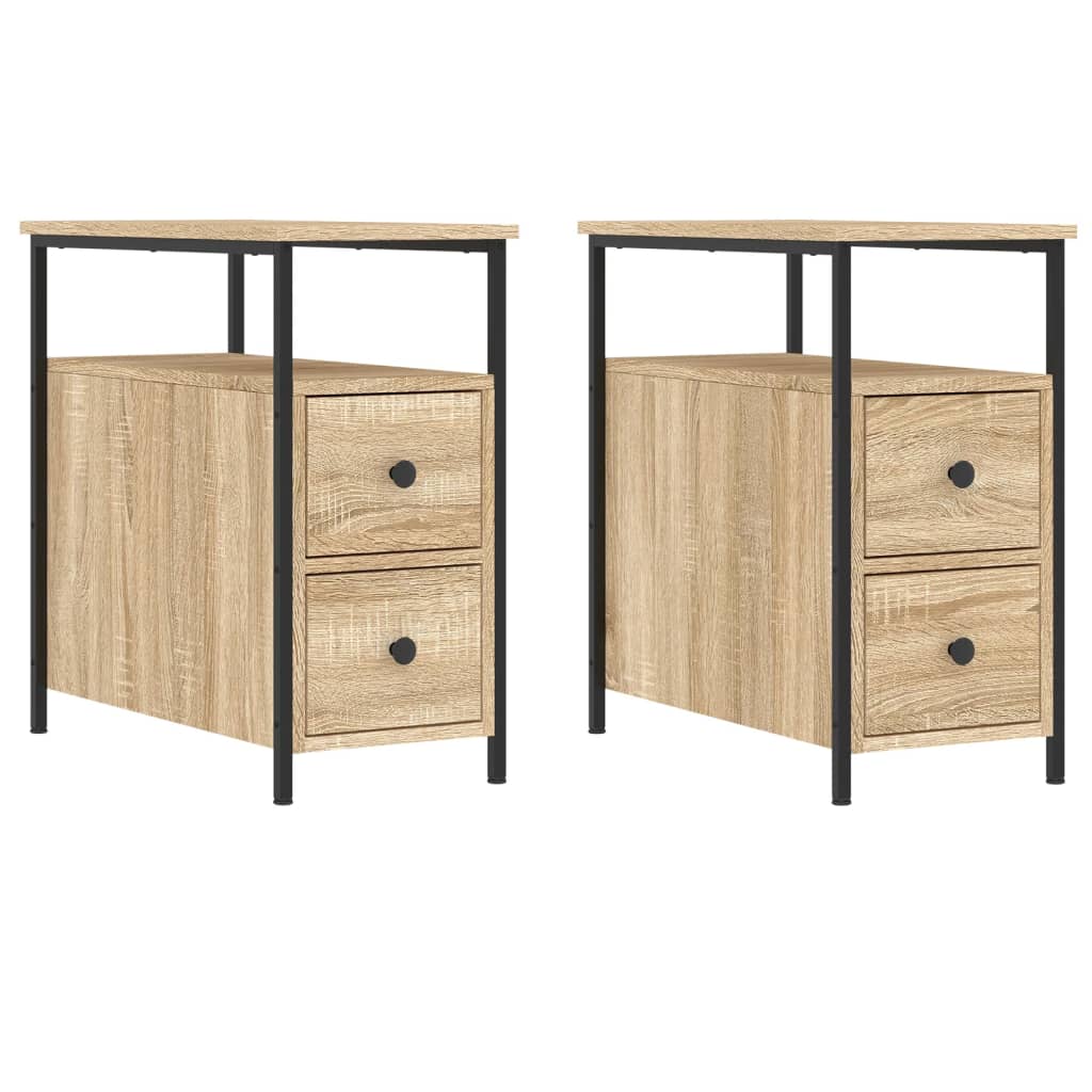Mesitas Noche 2 Uds Madera Ingeniería Roble Sonoma 30x60x60 Cm_0