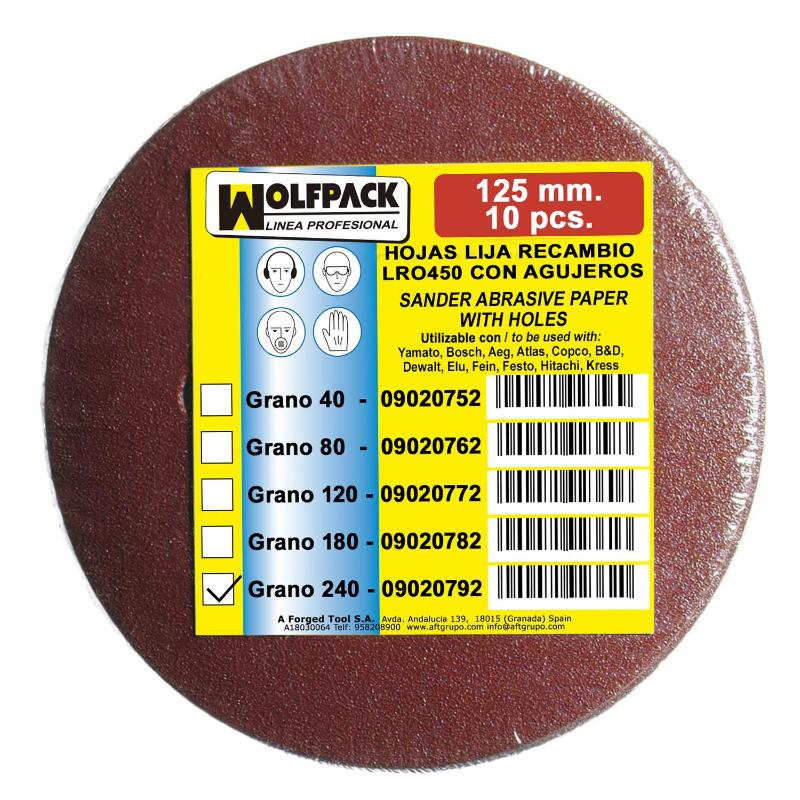 Lija Recambio Velcro Disco Ø 125 Mm. Con Agujeros Grano 240 (10 Piezas)_1