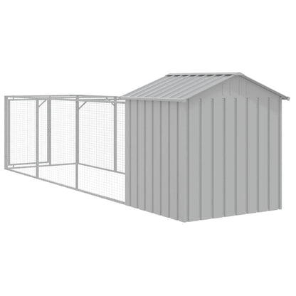 Vidaxl Caseta Perros Tejado Acero Galvanizado Gris Claro 117x405x123cm_4