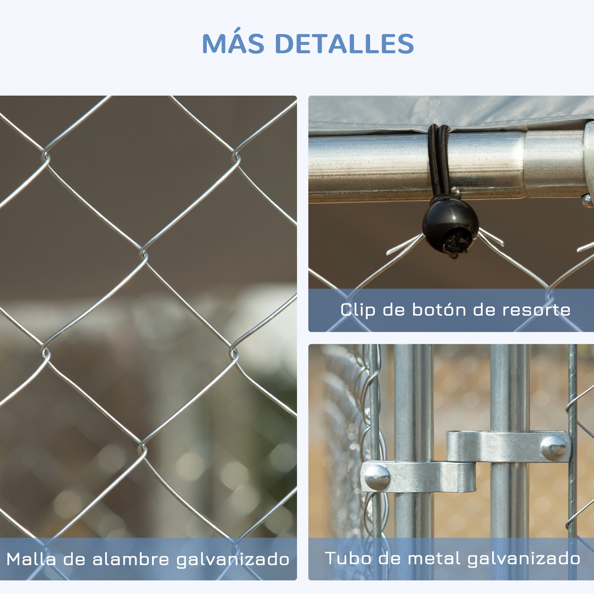 Pawhut Perrera Con Toldo Anti-uv Impermeable Con Puerta 4x4x2,3 M Plata_5