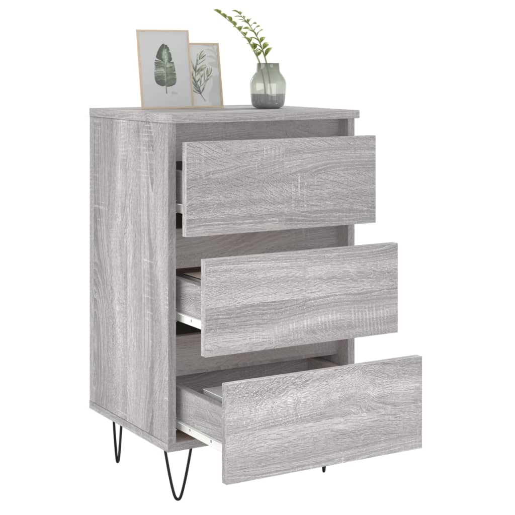Mesita De Noche Madera De Ingeniería Gris Sonoma 40x35x69 Cm_2