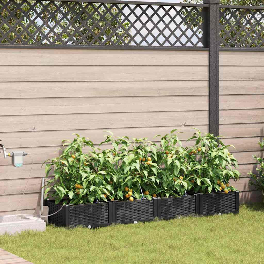 Vidaxl Jardineras Negro 160 X 40 X 22 Cm Acero_1