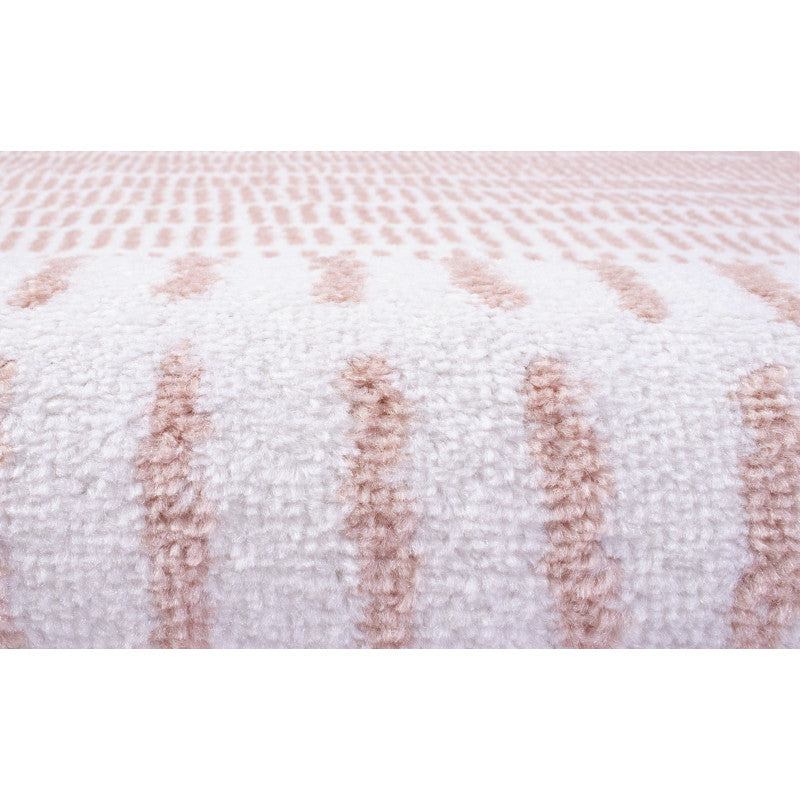 Alfombra Salón Shaggy Rosa Y Blanco Motivos Geométricos 100x150cm- Decoración- Mobiliario Del Hogar_1
